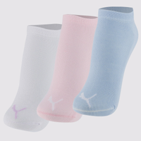 Kit Meia Puma Sapatilha 3 Pares Feminina Azul Rosa