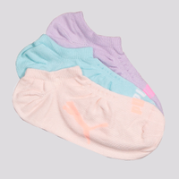 Kit Meia Puma Sapatilha 3 Pares Feminina Lilás Azul e Rosa