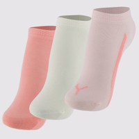 Kit Meia Puma Sapatilha 3 Pares Feminina Rosa e Of