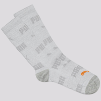 Meia Puma Esportiva Cano Longo Cinza e Laranja