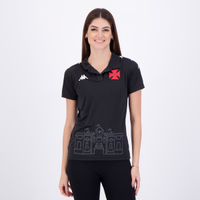 Polo Kappa Vasco São Januário Feminina Preta