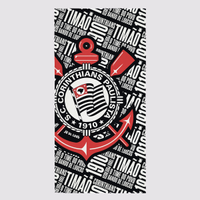 Toalha de Banho Corinthians Escudo Preta e Branca