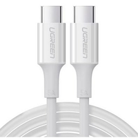 Cabo Tipo C para Tipo C Ugreen, Trançado, PD Fast Charging, 3A, 2m, Branco - UG-35219
