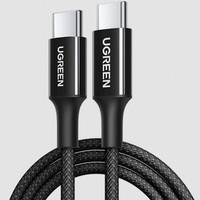 Cabo Tipo C para Tipo C Ugreen, Trançado, PD Fast Charging, 3A, 1m, Preto - UG-35254