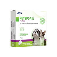 Petsporin 75mg Antibiótico para Cães e Gatos - 12 comprimidos