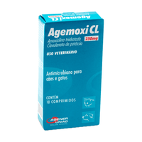 Antimicrobiano Agemoxi CL 250mg Cães e Gatos - 10 comprimidos