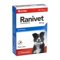 Ranivet 80mg Antiácido para cães e Gatos - 12 comprimidos