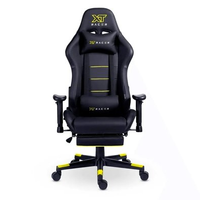 Cadeira Gamer XT Racer Attack, Até 120Kg, Reclinável, Apoio de Pés Retrátil, Cilindro de Gás Classe 4, Couro PU, Preta e Amarela - XTR-057