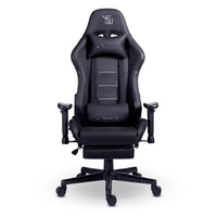 Cadeira Gamer XT Racer Attack, Até 120Kg, Reclinável, Apoio de Pés Retrátil, Cilindro de Gás Classe 4, Couro PU, Preta e Prata - XTR-060