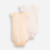 Kit de 2 bodies infantis de algodão manga laise bege