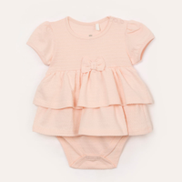 Body com saia infantil babados rosa