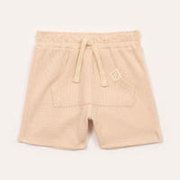 Short de algodão infantil texturizado bege