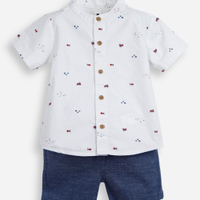 Conjunto curto infantil de algodão off white