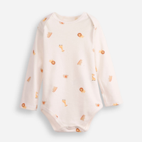 Body infantil de algodão manga longa bichinhos off white