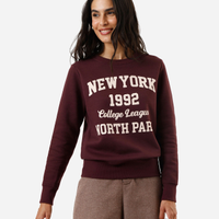 Blusão feminino de moletom new york vinho