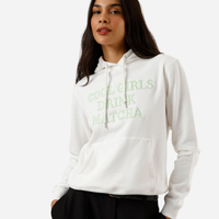 Blusão de moletom feminino bordado off white