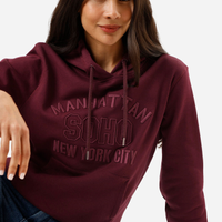 Blusão de moletom feminino bordado soho vinho