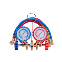Kit Manifold com Visor e Jogo de Mangueiras 1/4 pol 90cm para R410/R134/R404/R22 Dugold DG5MF-GERALF