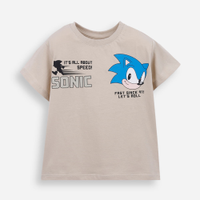 Camiseta infantil de algodão sonic bege