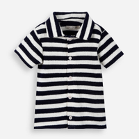 Camisa infantil malha texturizada listrada azul