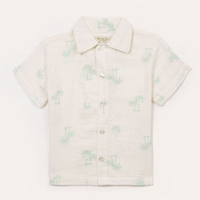Camisa infantil de algodão coqueiro manga curta off white