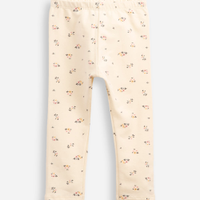 Calça legging infantil floral bege