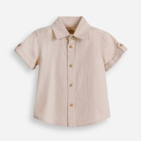 Camisa de algodão infantil manga curta bege