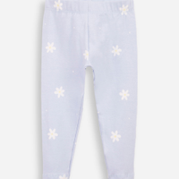 Calça legging infantil cotton floral azul