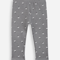 Calça legging infantil de algodão felpado floral cinza