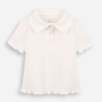 Polo infantil manga curta texturizada off white