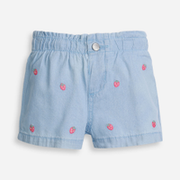 Shorts infantil jeans bordado moranguinho azul