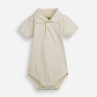 Body polo infantil de algodão manga curta com bordado amarelo