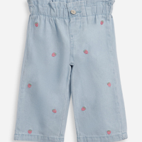 Calça reta infantil jeans moranguinho azul