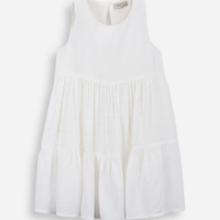 Vestido infantil de viscose com recortes texturizado off white