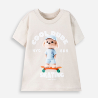 Camiseta infantil de algodão com cachorro estampado bege