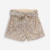 Short clochard infantil de paetê dourado