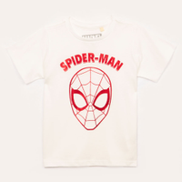 Camiseta de algodão infantil homem aranha manga curta branca