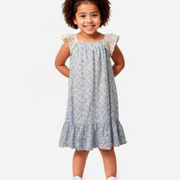 Vestido infantil de algodão floral off white