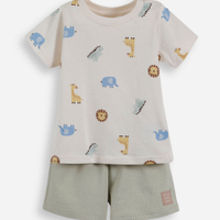 Conjunto infantil de algodão bichinhos off white