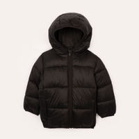 Jaqueta puffer infantil com capuz - preto