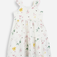 Vestido infantil texturizado estampa floral off white