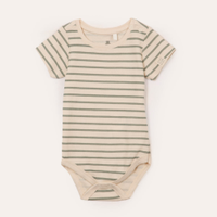 Body de algodão infantil listrado verde