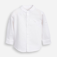 Camisa infantil manga longa gola padre azul claro - off white