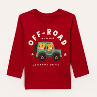 Camiseta infantil manga longa adventure awaits vermelha