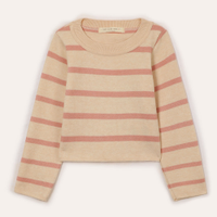 Suéter de tricot infantil listrado rosa