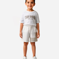 Short infantil de moletom com recorte off white