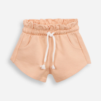 Short infantil de moletom sem felpa cós elástico laranja