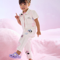 Camisa de sarja infantil minnie manga curta off white