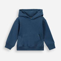 Blusão de moletom infantil com capuz e bolso texturizado azul