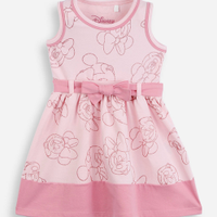 Vestido infantil de algodão com laço minnie rosa
